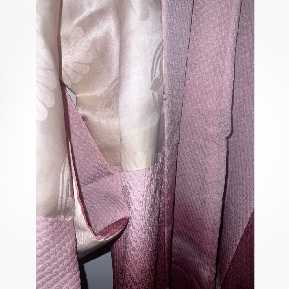 Vintage Haori Pink Ombré Reversible Satin Kimono Jacket fairy Robe S M L - Picture 6 of 14